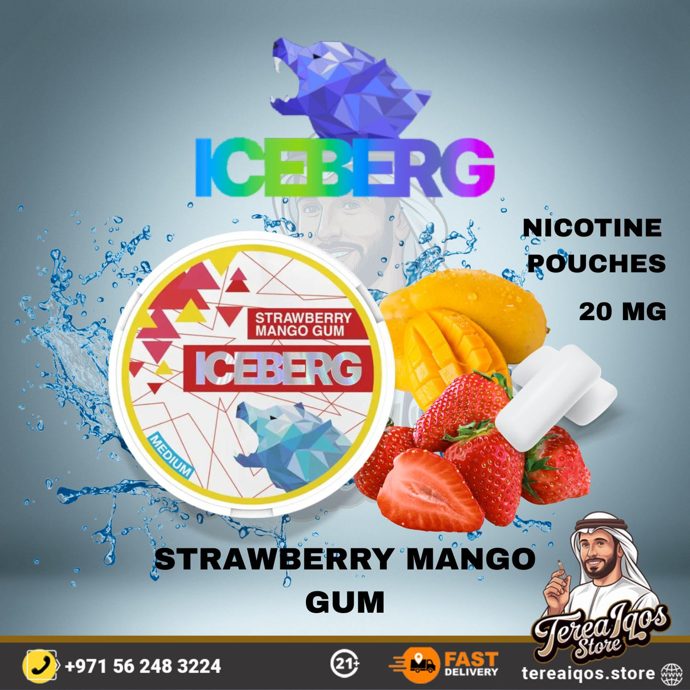 Iceberg Watermelon Medium 20mg Nicotine Pouches in Dubai