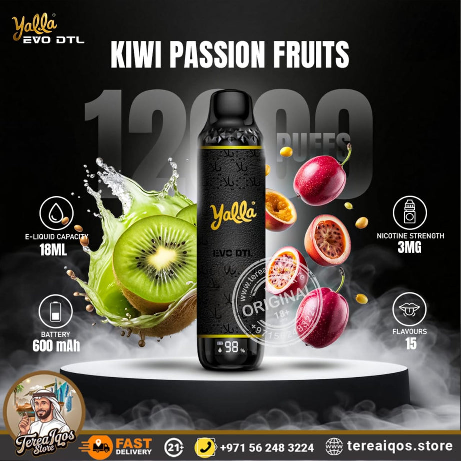 Yalla EVO DTL 12000 Puffs Disposable Vape Kiwi Passion Fruit Flavor