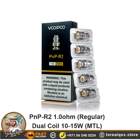 VOOPOO PnP-R2 vape coils packaging with warning label .